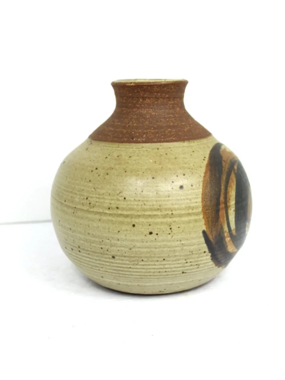 MCM Globular Earth/Stoneware Vase Signed 